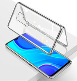 Stuff Certified® Xiaomi Redmi 9 Magnet 360 ° Gehäuse mit gehärtetem Glas - Ganzkörperabdeckung Gehäuse + Displayschutz Silber