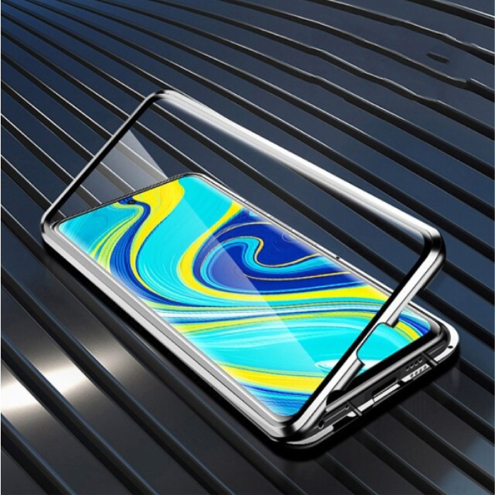 Stuff Certified® Xiaomi Redmi Note 7 Magnetische 360 ° Hülle mit gehärtetem Glas - Ganzkörperhülle + Displayschutzfolie Silber