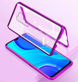 Stuff Certified® Xiaomi Redmi Note 9 Pro Max Magnetische 360 ° Hülle mit gehärtetem Glas - Ganzkörperhülle + Displayschutz lila