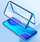 Stuff Certified® Xiaomi Redmi Note 9S Magnetic 360 ° Case with Tempered Glass - Full Body Cover Case + Screen Protector Blue