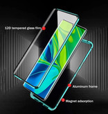 Stuff Certified® Xiaomi Redmi Note 9 Magnetic 360 ° Case with Tempered Glass - Full Body Cover Case + Screen Protector Blue
