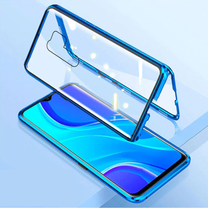 Custodia magnetica a 360 ° per Xiaomi Mi 10T Pro con vetro temperato - Custodia con copertura integrale + protezione per lo schermo blu