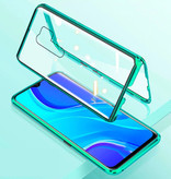 Stuff Certified® Xiaomi Redmi 9A Magnetisches 360 ° -Gehäuse mit gehärtetem Glas - Ganzkörperabdeckung + Displayschutzgrün