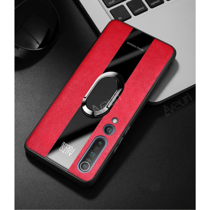 Skórzany pokrowiec Xiaomi Redmi Note 6 - Magnetyczny pokrowiec Cas Red + podpórka