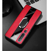 Aveuri Xiaomi Redmi 10X Leren Hoesje  - Magnetische Case Cover Cas TPU Rood + Kickstand