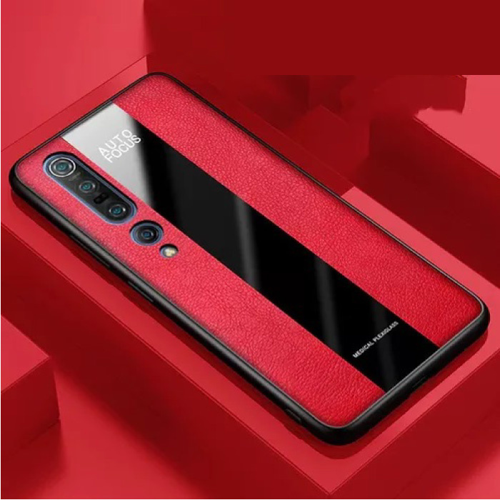Aveuri Xiaomi Mi A3 Lite Leren Hoesje  - Magnetische Case Cover Cas TPU Rood + Kickstand
