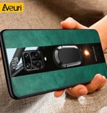 Aveuri Xiaomi Redmi Note 9 Leren Hoesje  - Magnetische Case Cover Cas TPU Groen + Kickstand