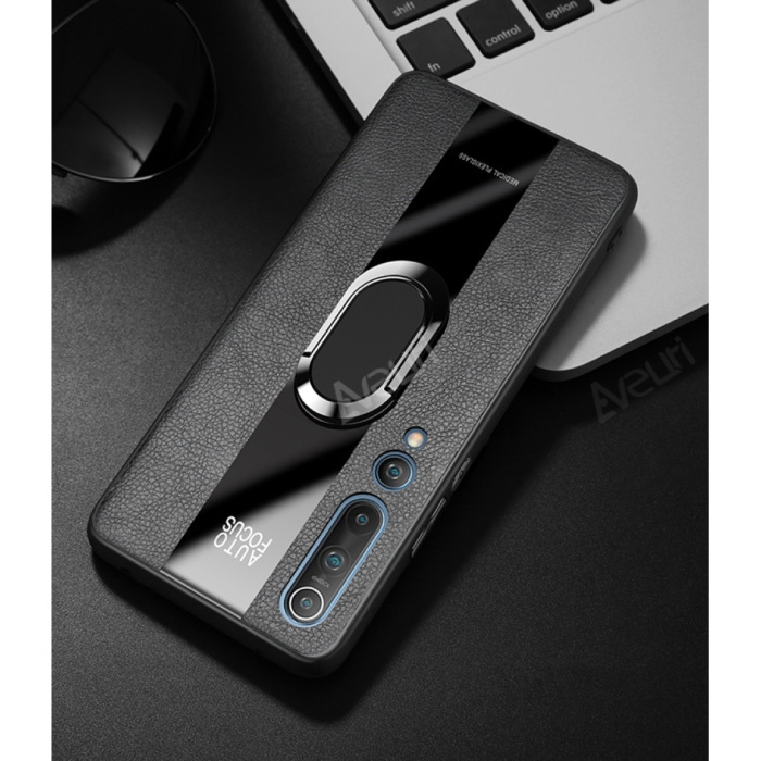 Custodia in pelle Xiaomi Mi 8 Lite - Custodia magnetica nera + cavalletto