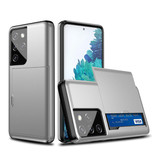 VRSDES Samsung Galaxy S10 Plus - Brieftasche Kartensteckplatz Abdeckung Fall Fall Business Silber
