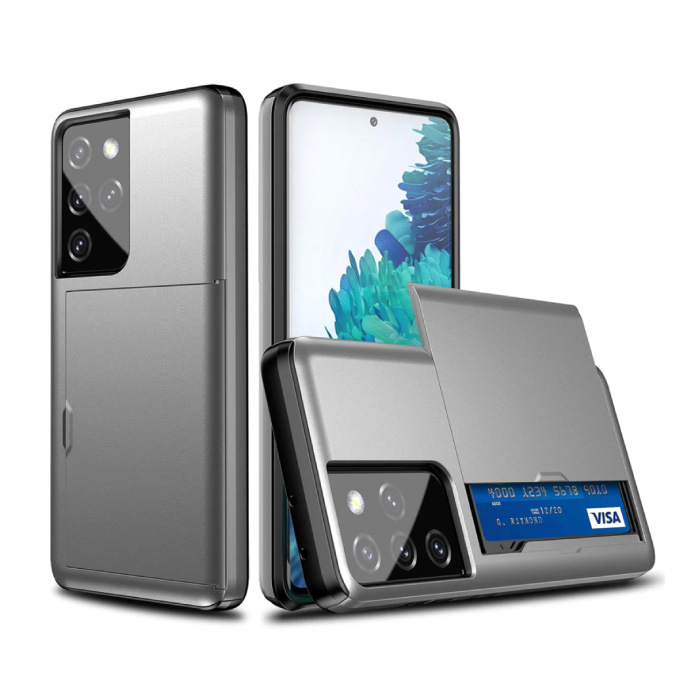 Samsung Galaxy S21 Ultra - Etui z Portfelem na Karty Business Szare