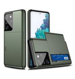 VRSDES Samsung Galaxy A20 - Wallet Card Slot Cover Case Case Business Dark Green