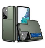 VRSDES Samsung Galaxy S21 - Wallet Card Slot Cover Case Hoesje Business Donkergroen