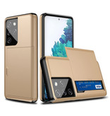 VRSDES Samsung Galaxy A60 - Custodia con coperchio per slot per schede a portafoglio Business Gold