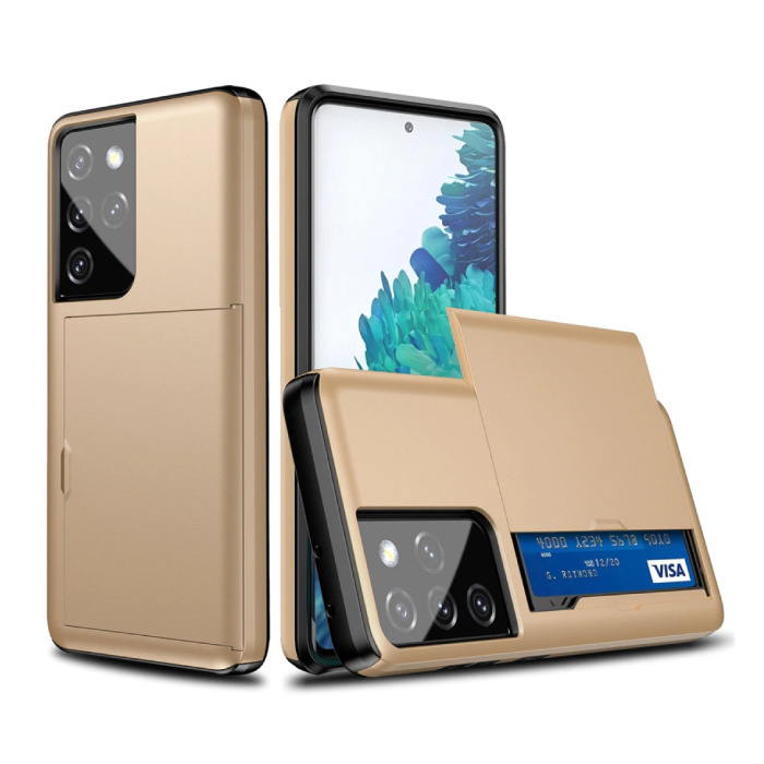Samsung Galaxy A30 - Estuche con ranura para tarjeta tipo billetera Estuche Business Gold