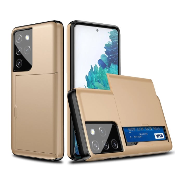 Samsung Galaxy S10 - Wallet Card Slot Cover Case Case Business Gold