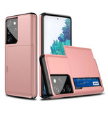 VRSDES Samsung Galaxy M30S - Wallet Card Slot Cover Case Case Business Pink