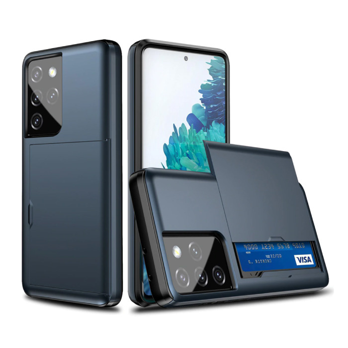 Samsung Galaxy Note 20 - Etui Pokrowiec na Karty Portfela Business Blue