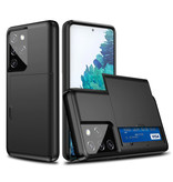 VRSDES Samsung Galaxy M30 - Custodia con coperchio per slot per scheda a portafoglio Business nera