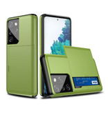 VRSDES Samsung Galaxy S21 Plus - Wallet Card Slot Cover Case Case Business Green
