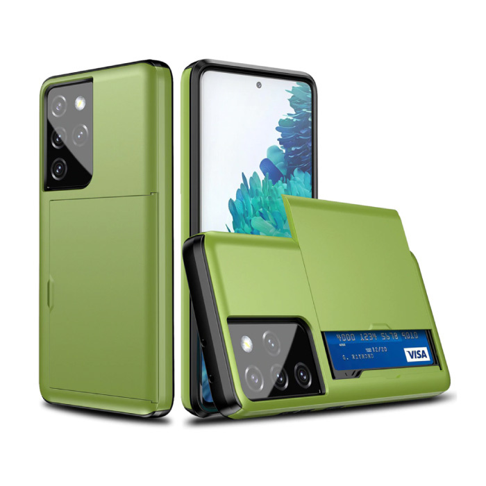 Samsung Galaxy S20 Ultra - Wallet Card Slot Cover Case Case Business Green