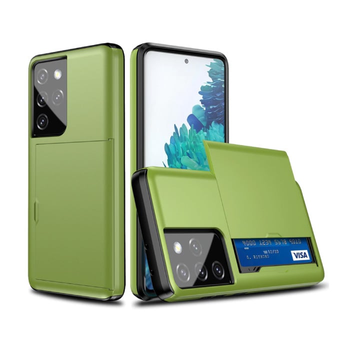 Samsung Galaxy S7 - Custodia a portafoglio con copertura per slot per schede Business Green