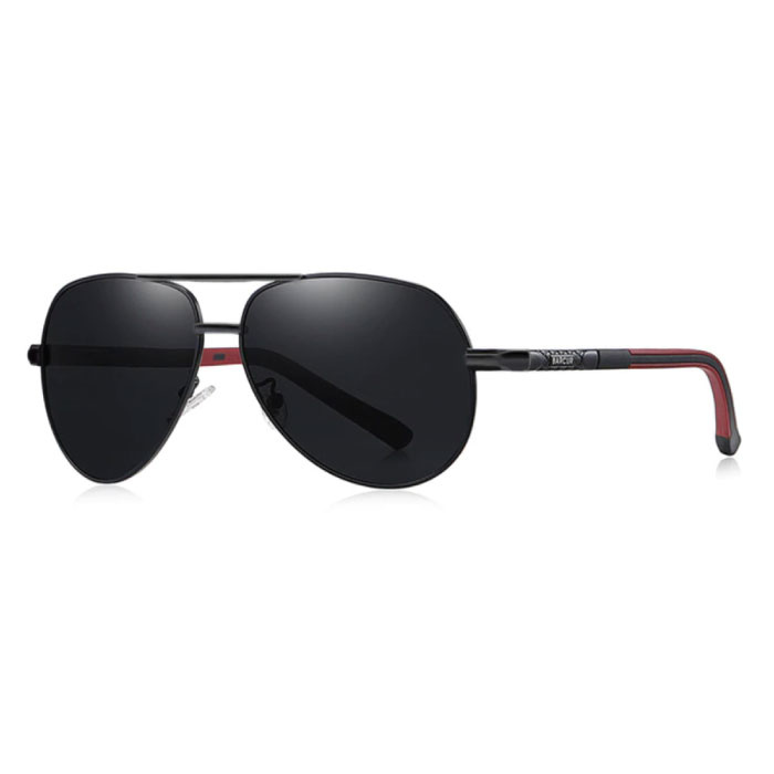 Gafas de sol Vintage Shades - Gafas piloto de aleación de acero inoxidable con UV400 y filtro polarizador para hombre - Negro