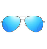 Barcur Gafas de sol Vintage Shades - Gafas piloto de aleación de acero inoxidable con UV400 y filtro polarizador para hombre - Azul