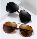 Barcur Vintage Shades Sonnenbrille - Pilotbrille aus Edelstahllegierung mit UV400 und Polarisationsfilter für Herren - Schwarz-Silber