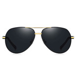 Barcur Vintage Shades Sonnenbrille - Pilotbrille aus Edelstahllegierung mit UV400 und Polarisationsfilter für Herren - Schwarz-Gold