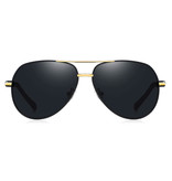 Barcur Vintage Shades Sunglasses - Stainless Steel Alloy Pilot Glasses with UV400 and Polarizing Filter for Men - Black-Gold