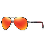 Barcur Gafas de sol Vintage Shades - Gafas de piloto de aleación de acero inoxidable con UV400 y filtro polarizador para hombre - Naranja-Negro