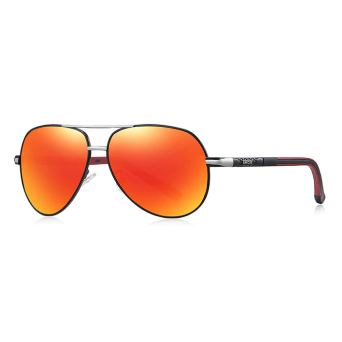 Gafas de sol Vintage Shades - Gafas de piloto de aleación de acero inoxidable con UV400 y filtro polarizador para hombre - Naranja-Negro