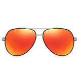 Barcur Gafas de sol Vintage Shades - Gafas de piloto de aleación de acero inoxidable con UV400 y filtro polarizador para hombre - Naranja-Negro