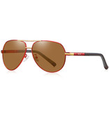 Barcur Vintage Shades Sonnenbrille - Pilotbrille aus Edelstahllegierung mit UV400 und Polarisationsfilter für Herren - Braun