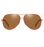 Barcur Lunettes de soleil Vintage Shades - Lunettes de pilote en alliage d'acier inoxydable avec UV400 et filtre polarisant pour homme - Marron