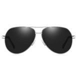 Barcur Lunettes de soleil Vintage Shades - Lunettes de pilote en alliage d'acier inoxydable avec UV400 et filtre polarisant pour homme - Noir-Gris