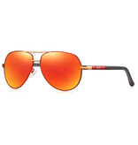 Barcur Vintage Shades Sunglasses - Stainless Steel Alloy Pilot Goggles with UV400 and Polarizing Filter for Men - Orange-Red