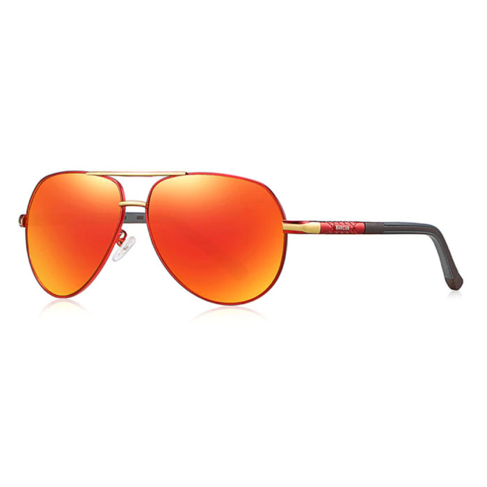 Gafas de sol Vintage Shades - Gafas piloto de aleación de acero inoxidable con UV400 y filtro polarizador para hombre - Naranja-Rojo