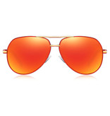 Barcur Lunettes de soleil Vintage Shades - Lunettes de pilote en alliage d'acier inoxydable avec UV400 et filtre polarisant pour homme - Orange-Rouge