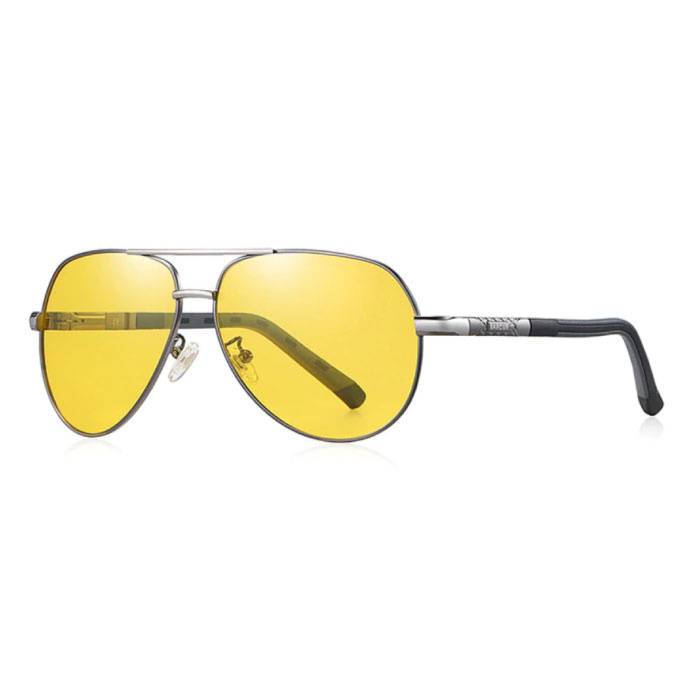 Occhiali da sole vintage Shades - Occhiali pilota in lega di acciaio inossidabile con UV400 e filtro polarizzante per uomo - Giallo