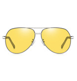 Barcur Gafas de sol Vintage Shades - Gafas piloto de aleación de acero inoxidable con UV400 y filtro polarizador para hombre - Amarillo