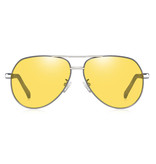Barcur Occhiali da sole vintage Shades - Occhiali pilota in lega di acciaio inossidabile con UV400 e filtro polarizzante per uomo - Giallo