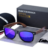 Barcur Sunglasses Walnut Wood - UV400 and Polaroid Filter for Men and Women - Purple