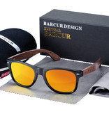 Barcur Walnut Wood Sunglasses - UV400 and Polarization Filter for Men and Women - Orange