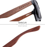 Barcur Lunettes de soleil en bois de noyer - Protection UV400 et verres polarisants pour hommes et femmes - Noires