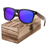 Barcur Gafas de sol de nogal con caja de madera - UV400 y filtro Polaroid para hombres y mujeres - Morado