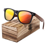 Barcur Walnut Sunglasses with Wooden Box - UV400 and Polaroid Filter for Men and Women - Orange