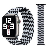 Stuff Certified® Geflochtenes Nylonband für iWatch 42mm / 44mm (klein) - Armband Armband Armband Armband Schwarz-Weiß