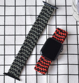 Stuff Certified® Gevlochten Nylon Bandje voor iWatch 42mm / 44mm  (Small) - Armband Strap Polsband Horlogeband Zwart-Wit