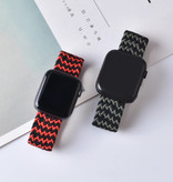 Stuff Certified® Braided Nylon Strap for iWatch 42mm / 44mm (Small) - Bracelet Strap Wristband Watchband Black-White